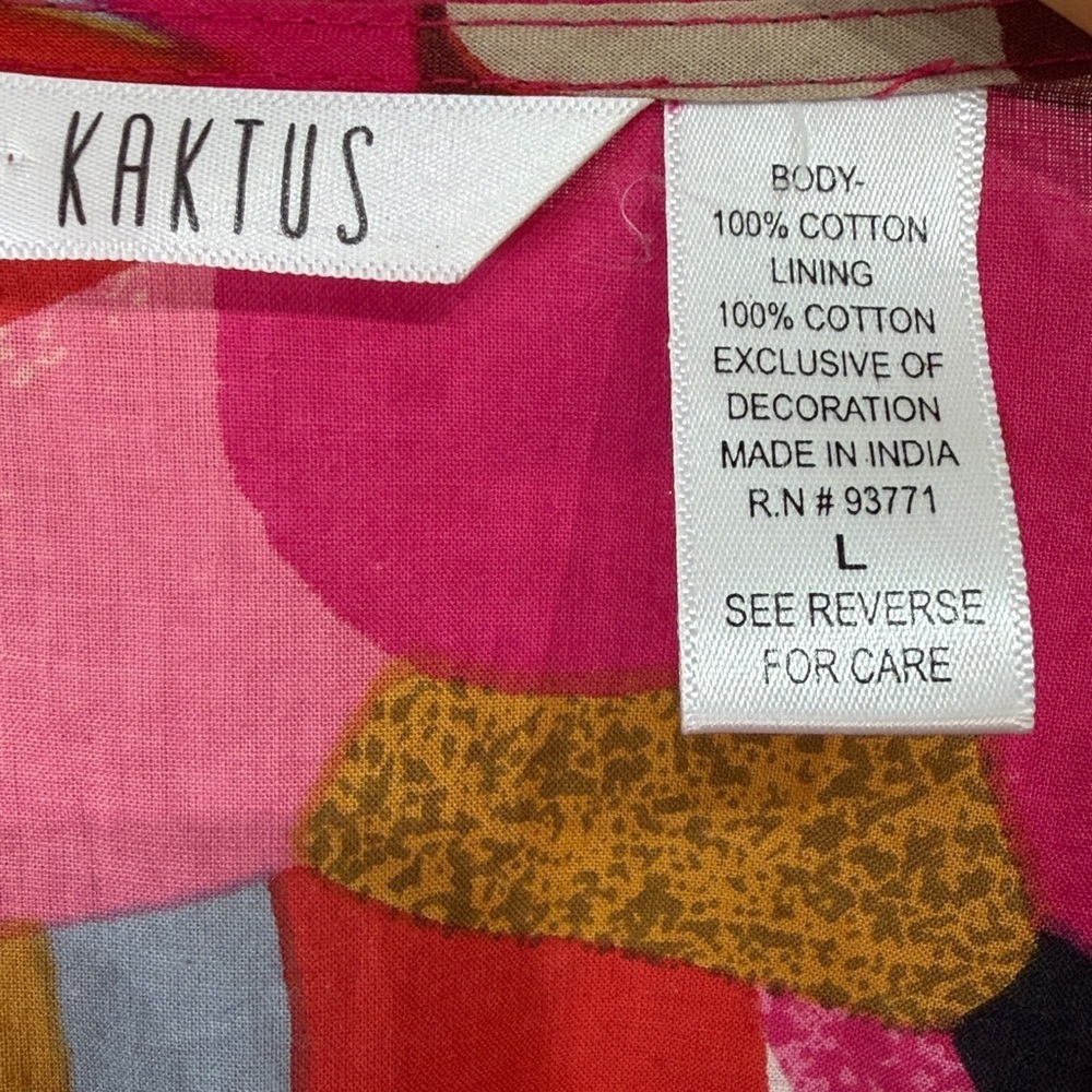 Kaktus Bright Floral Boho V-Neck Tunic Dress dress size Large - Picture 5 of 11